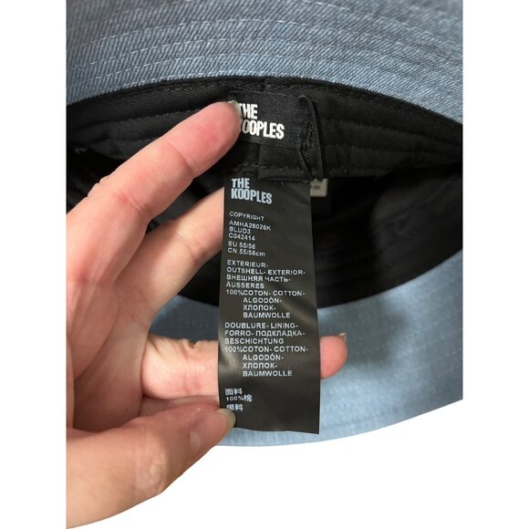 The Kooples Denim Bob Hat 55/56 Blue Cotton Blend Bucket Hat Embroidered Logo - Picture 3 of 3